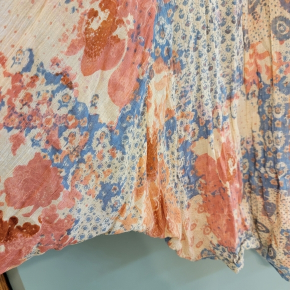 SOLD DO NOT BUY Batwing Floral Button Up Top Womens XL Boho Patch Festive - Picture 5 of 14